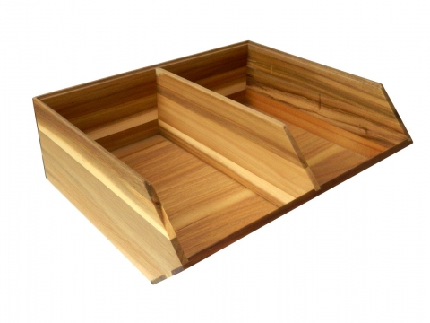 Acacia divided pantry bin